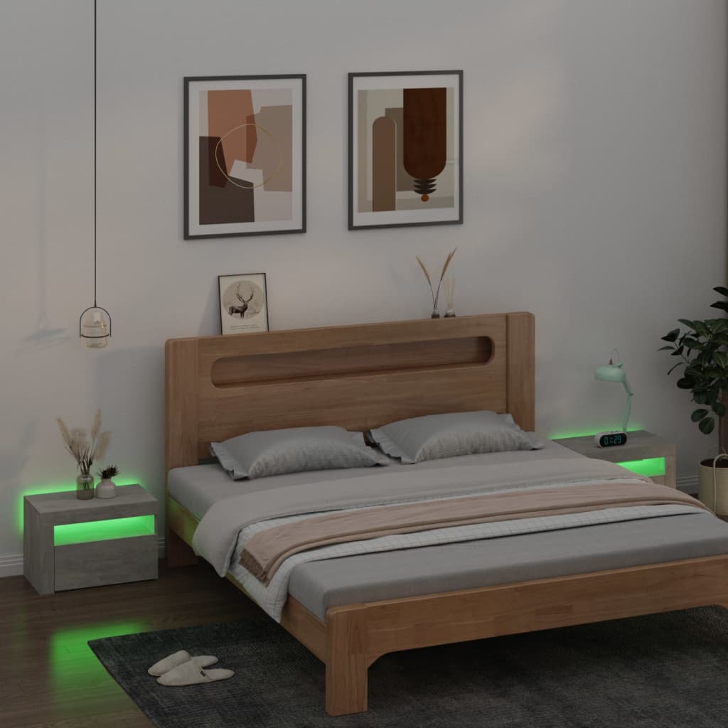 Noćni ormarići 2 kom s LED svjetlima boja betona 60x35x40 cm