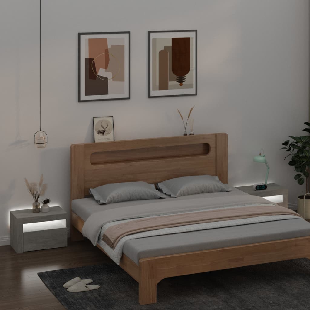 Noćni ormarići 2 kom s LED svjetlima boja betona 60x35x40 cm
