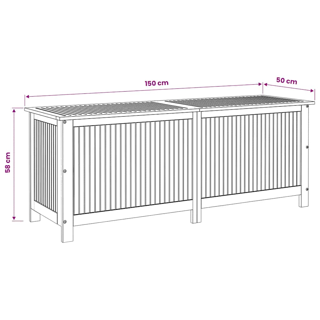 Vrtna kutija za pohranu 150 x 50 x 58 cm masivno bagremovo drvo