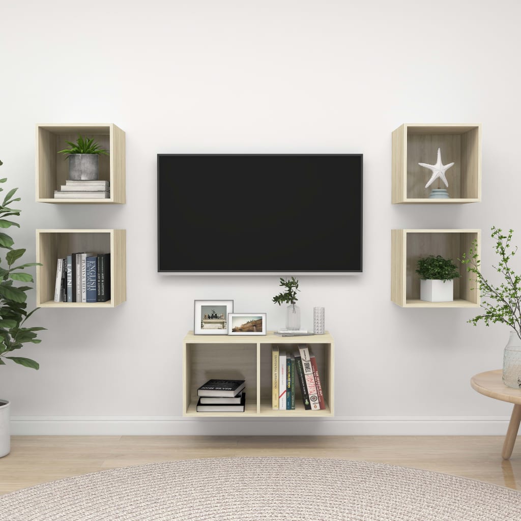 5-dijelni set TV ormarića boja hrasta sonome konstruirano drvo