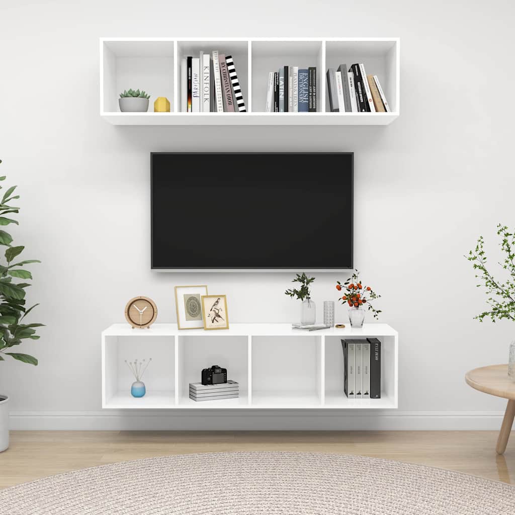 Zidni TV ormarići 2 kom bijeli od konstruiranog drva Bijela