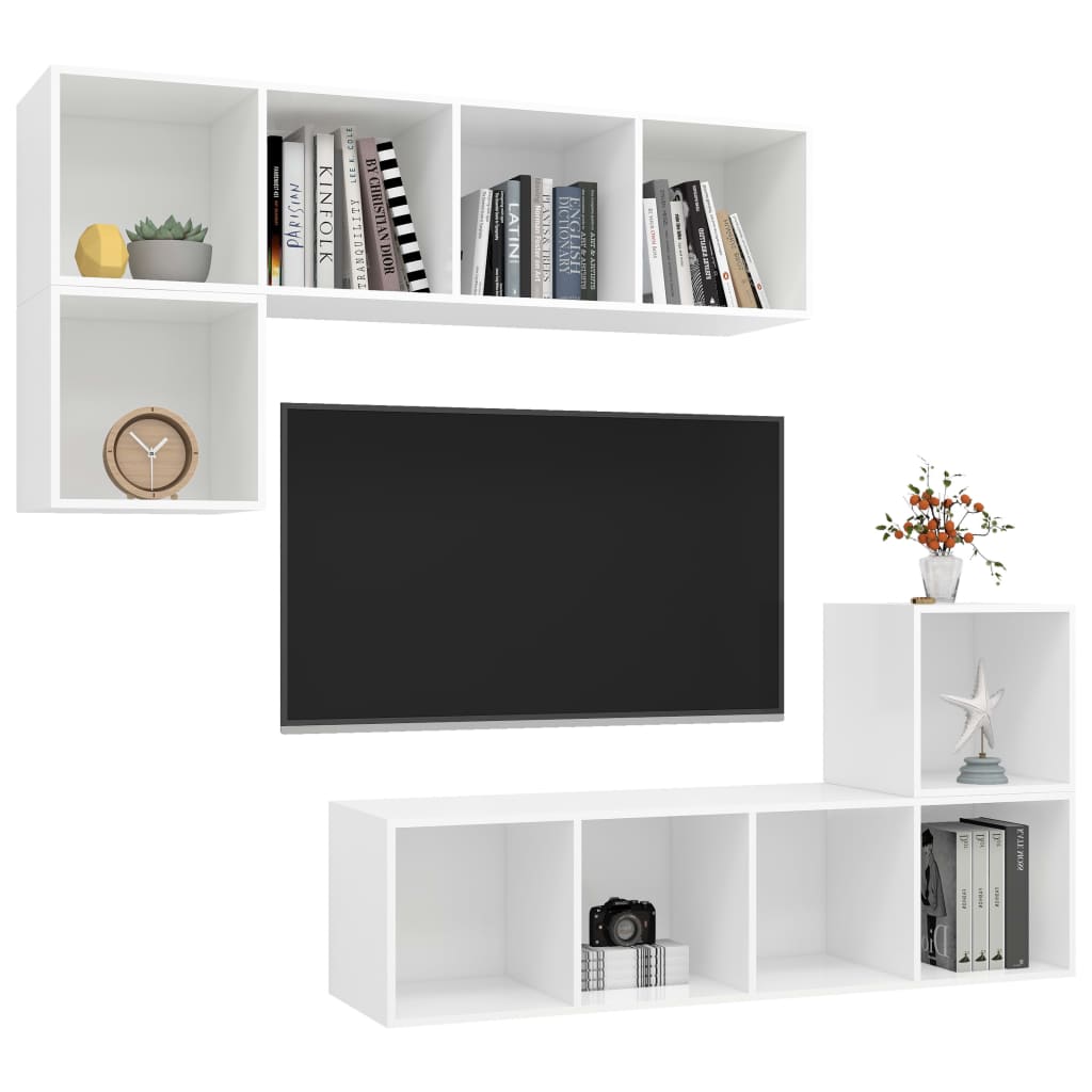 4-dijelni set TV ormarića bijeli od konstruiranog drva