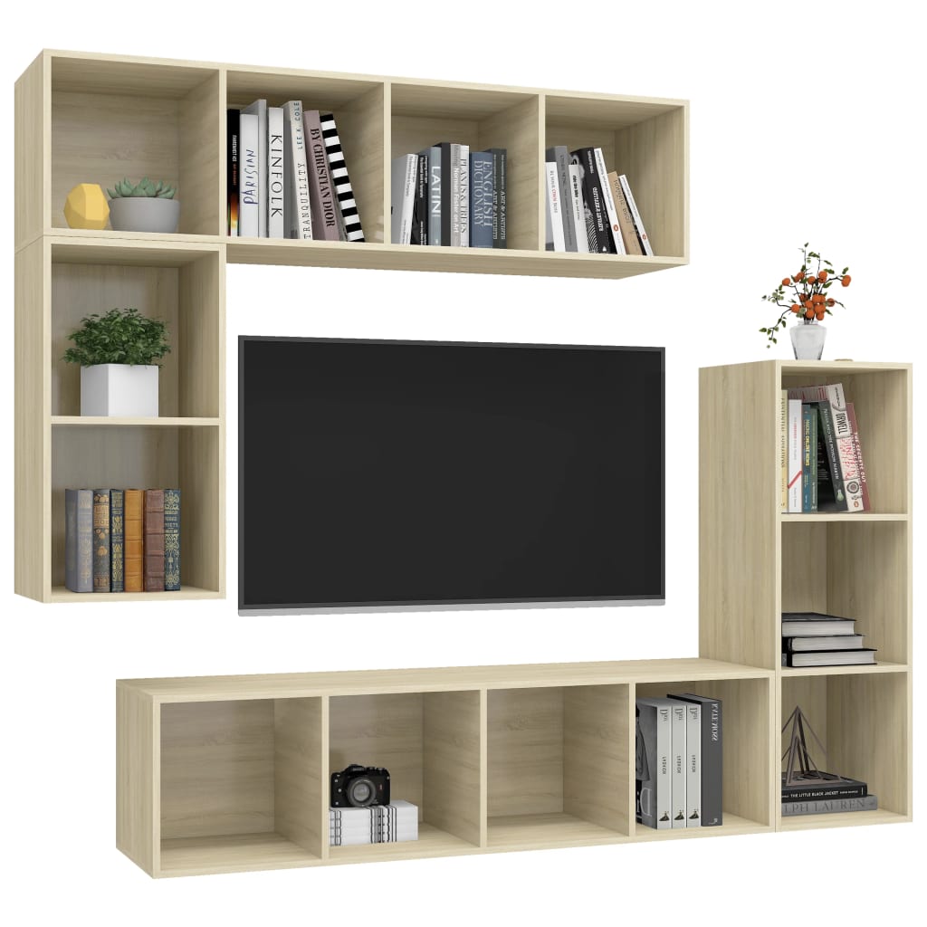 4-dijelni set TV ormarića boja hrasta sonome konstruirano drvo