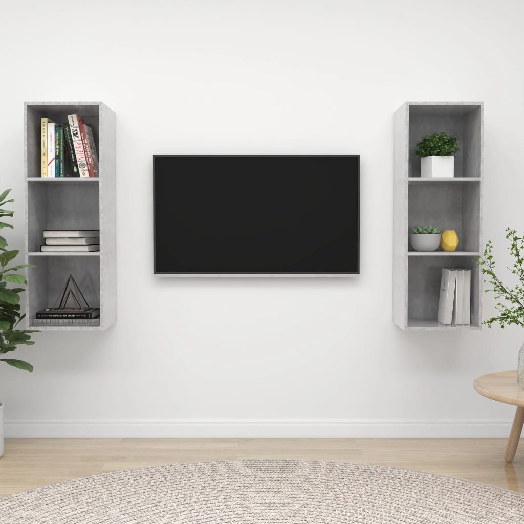 Zidni TV ormarići 2 kom siva boja betona od konstruiranog drva