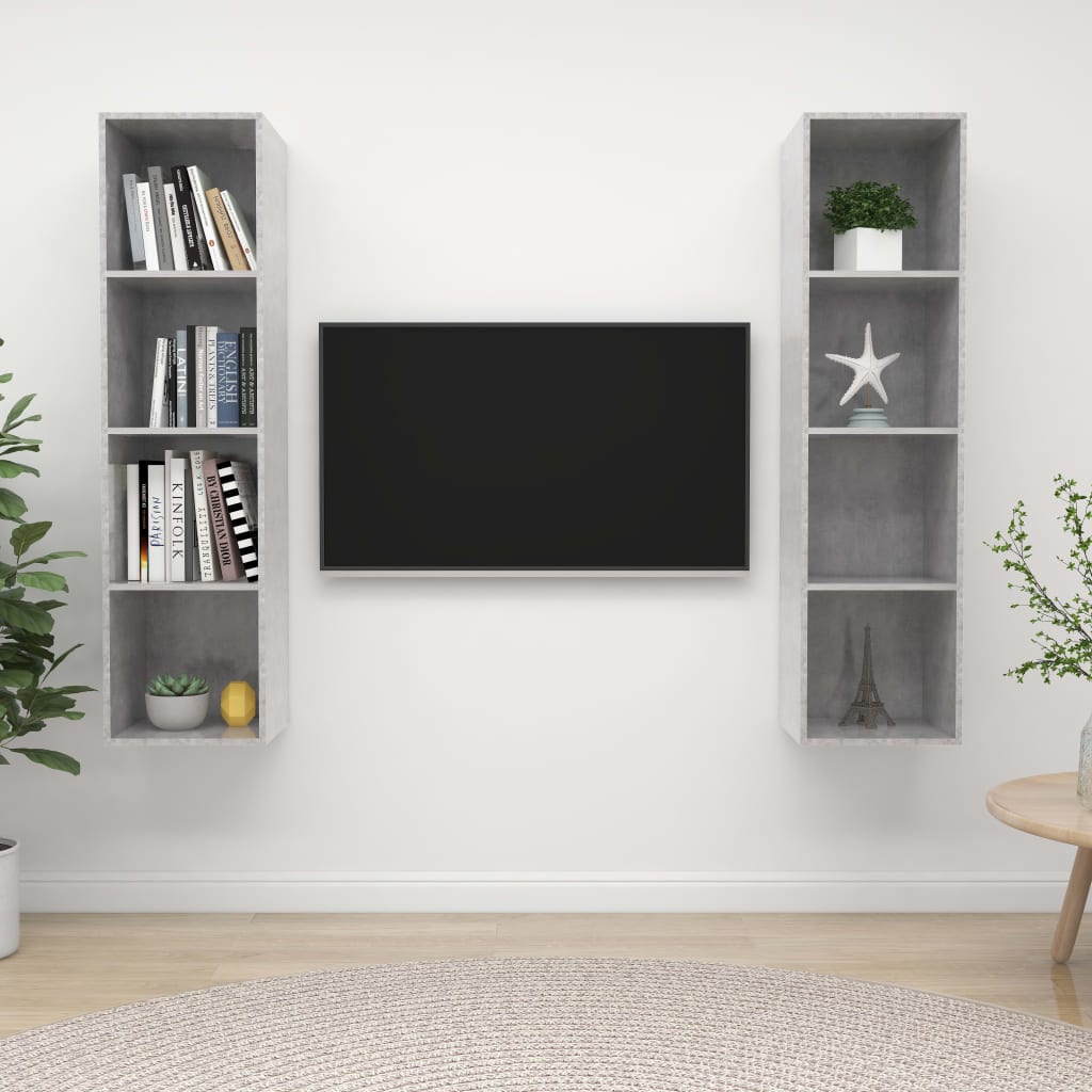 Zidni TV ormarići 2 kom siva boja betona od konstruiranog drva