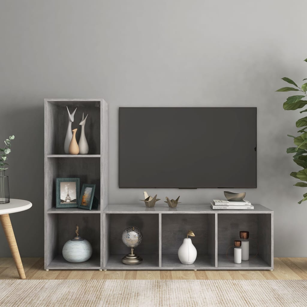 TV ormarići 2kom siva boja betona 107x35x37cm konstruirano drvo