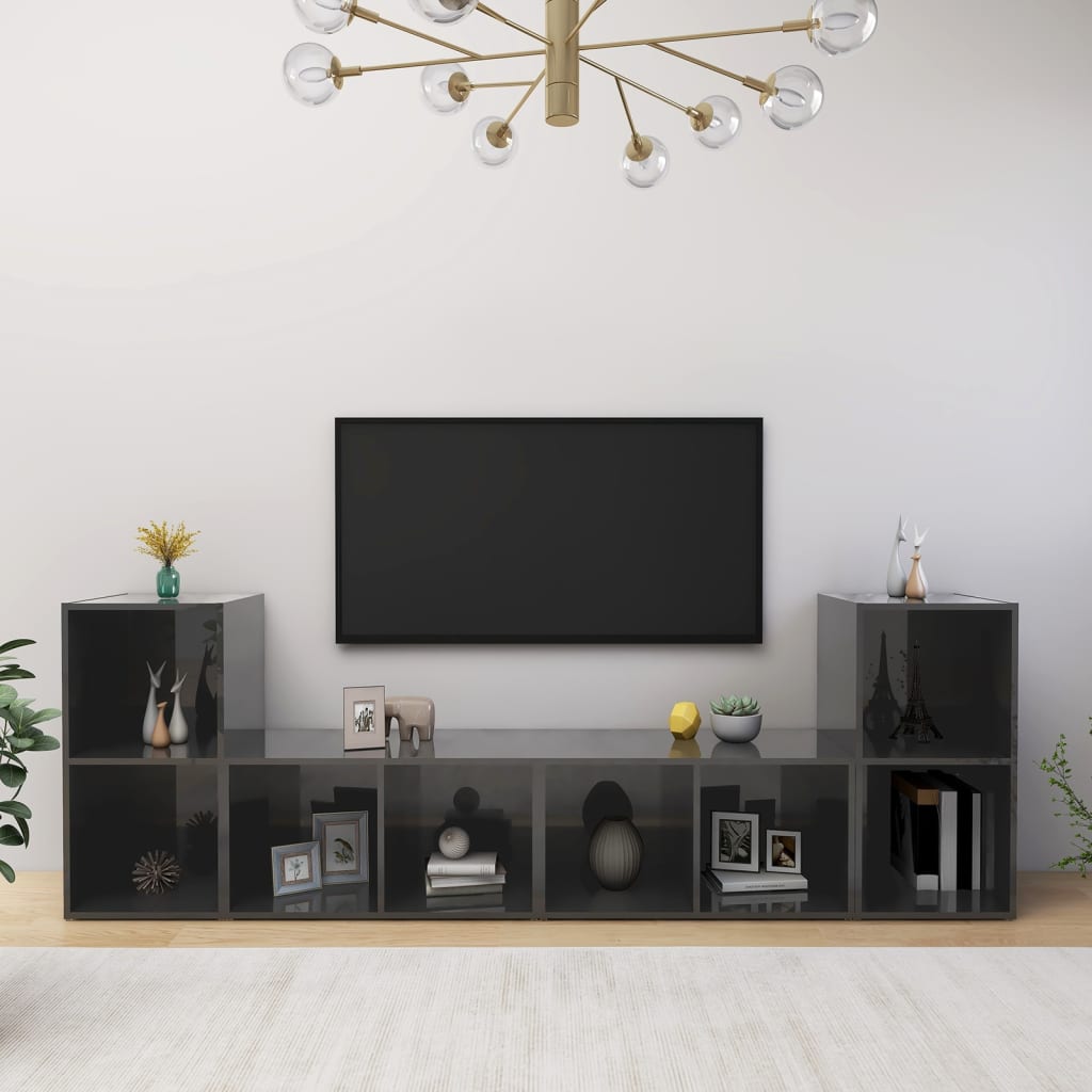 TV ormarići 4 kom sjajni sivi 72x35x36,5 cm konstruirano drvo
