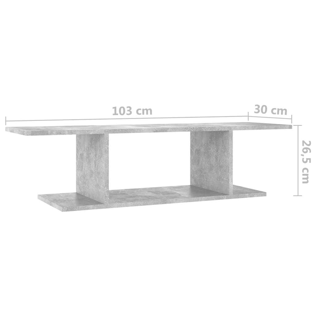 Zidni TV ormarić siva boja betona 103 x 30 x 26,5 cm