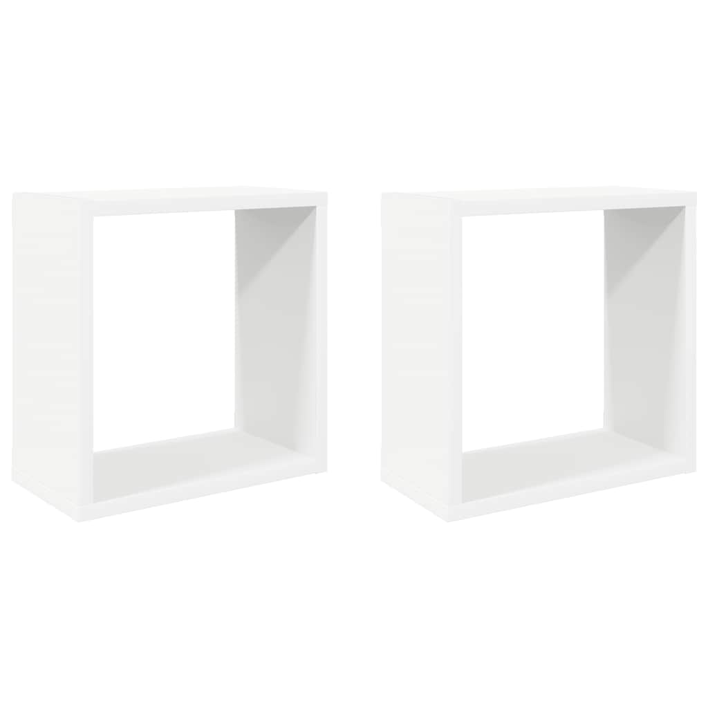 Kockaste zidne police 2 kom bijele 30 x 15 x 30 cm