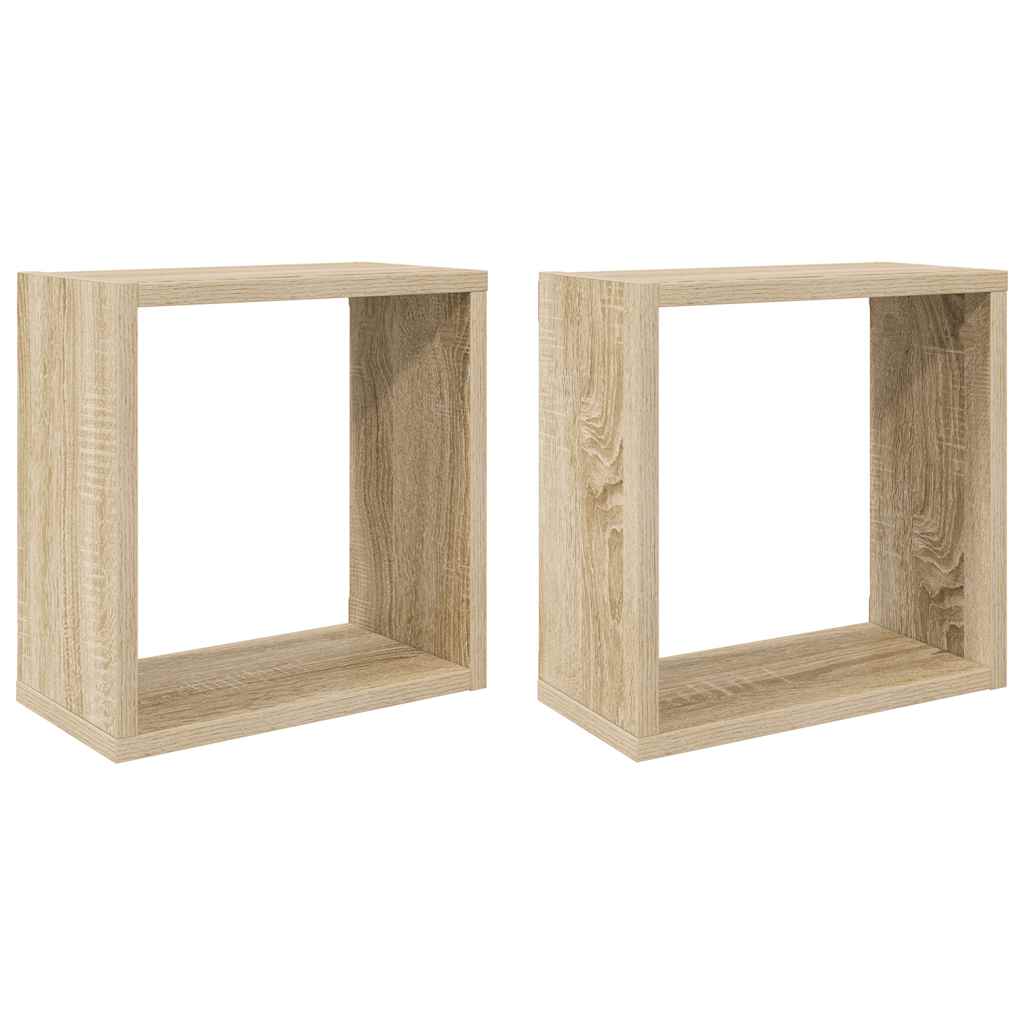 Kockaste zidne police 2 kom boja hrasta sonome 30 x 15 x 30 cm