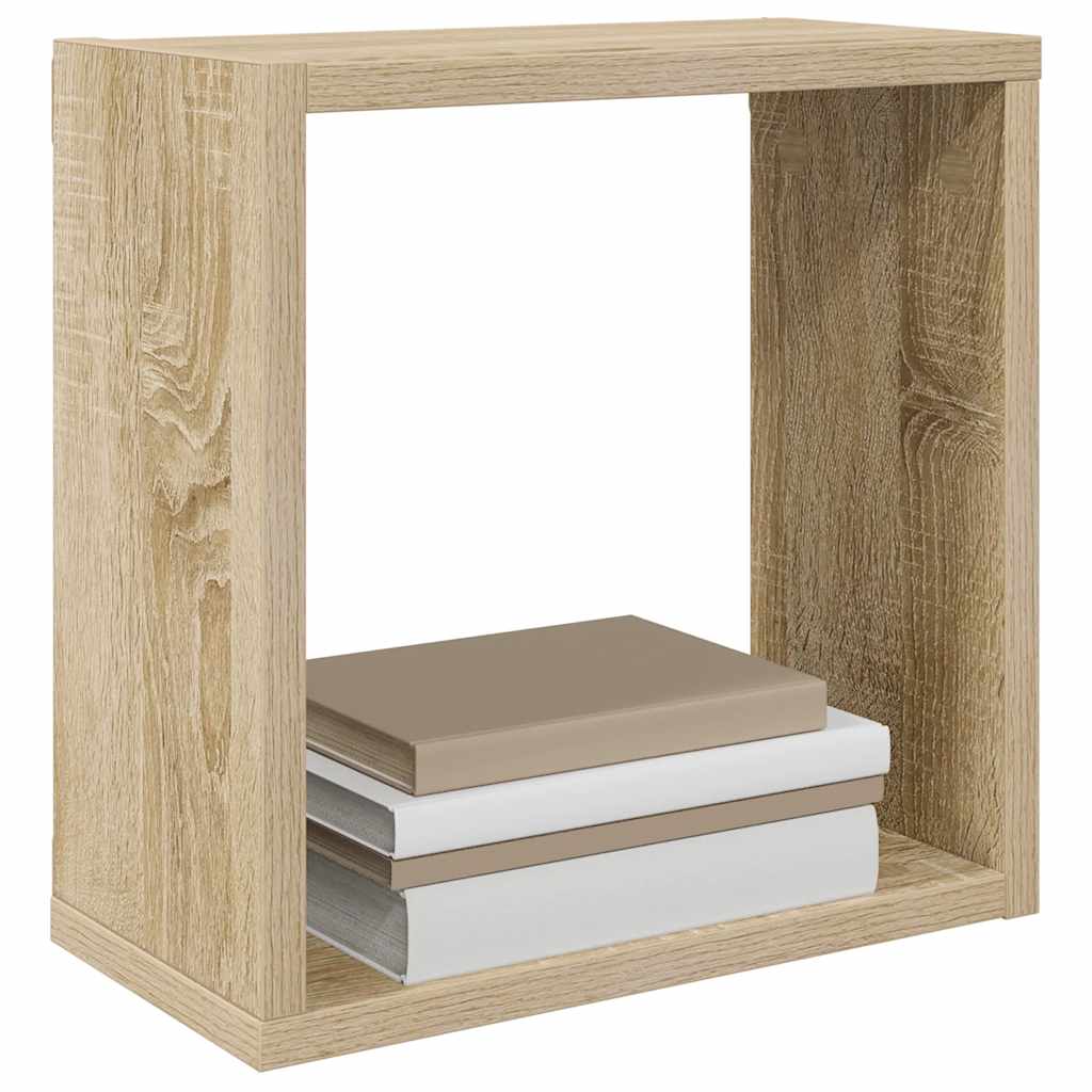 Kockaste zidne police 2 kom boja hrasta sonome 30 x 15 x 30 cm