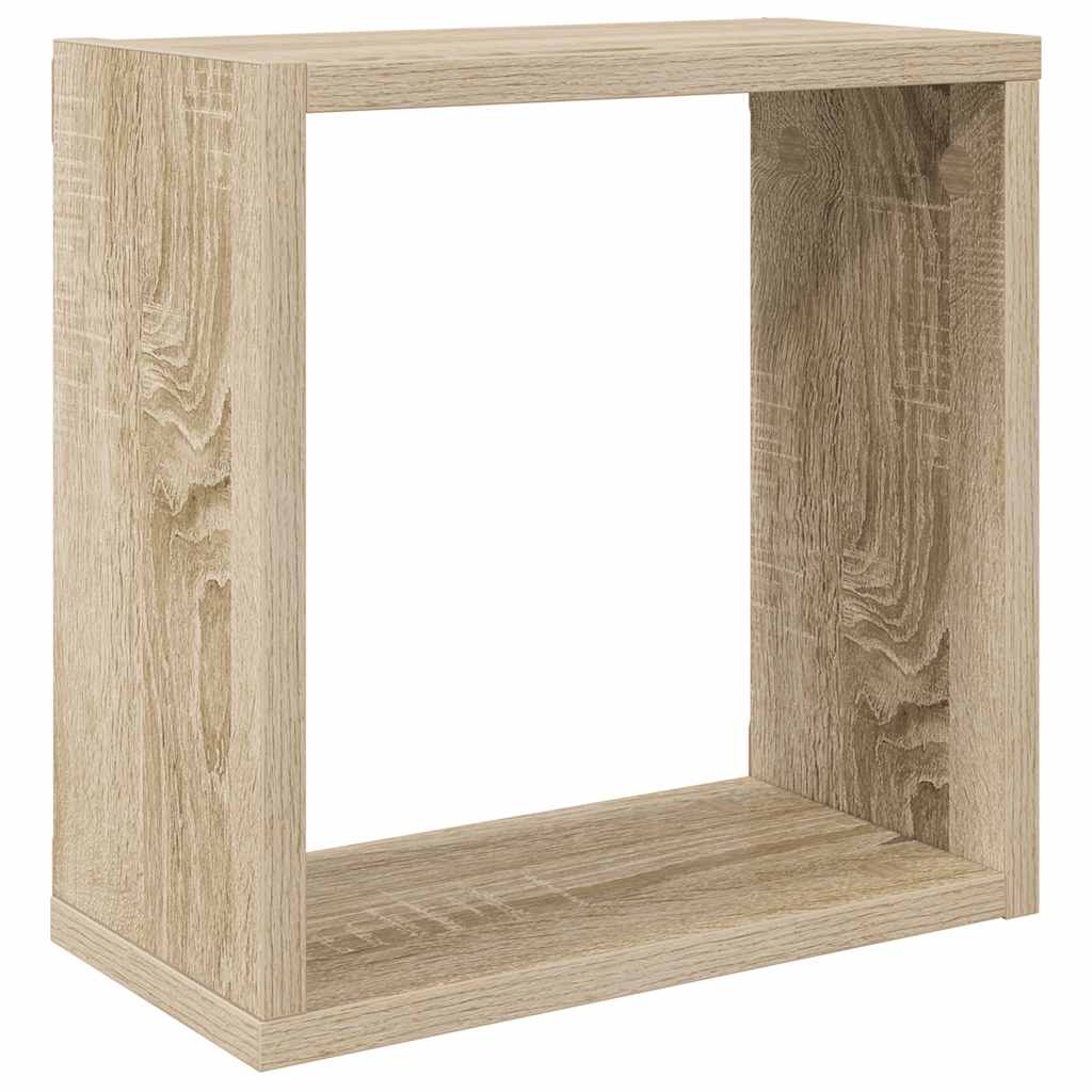 Kockaste zidne police 2 kom boja hrasta sonome 30 x 15 x 30 cm