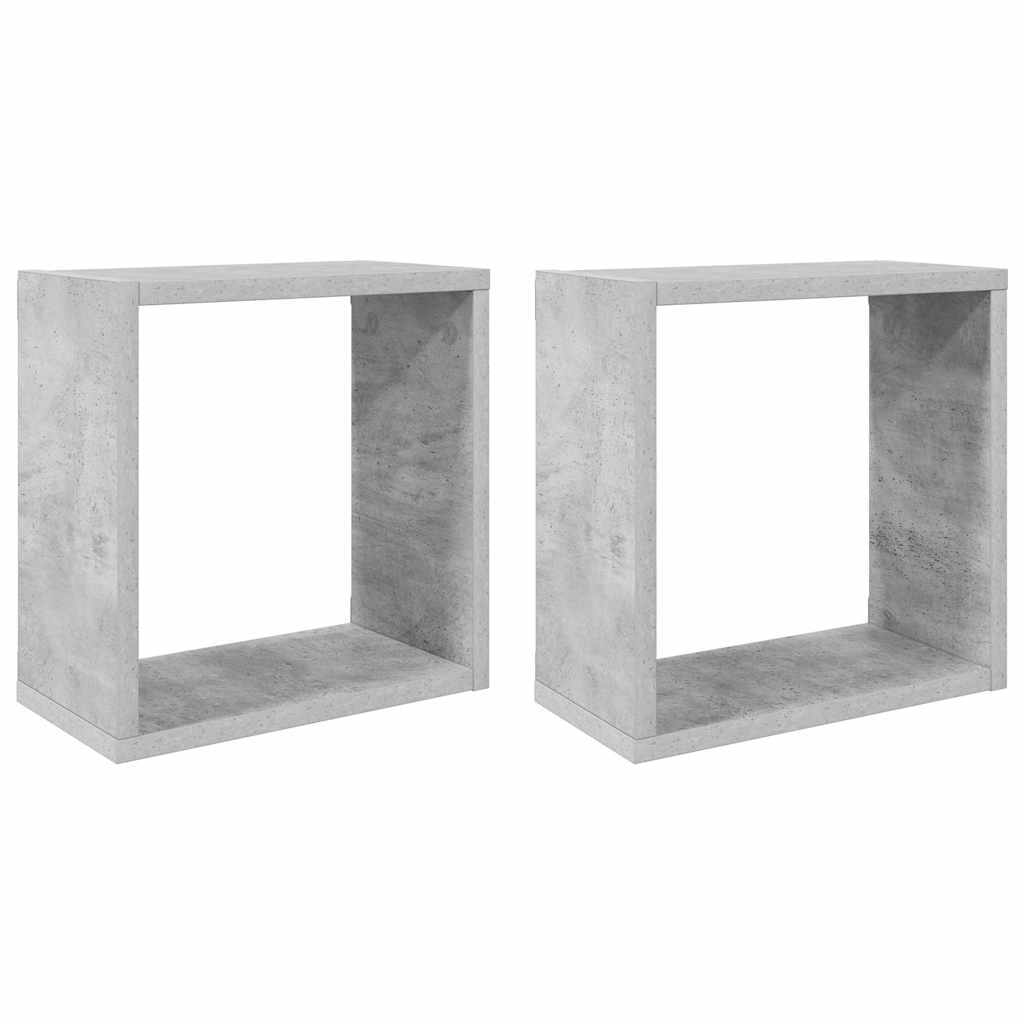 Kockaste zidne police 2 kom siva boja betona 30 x 15 x 30 cm