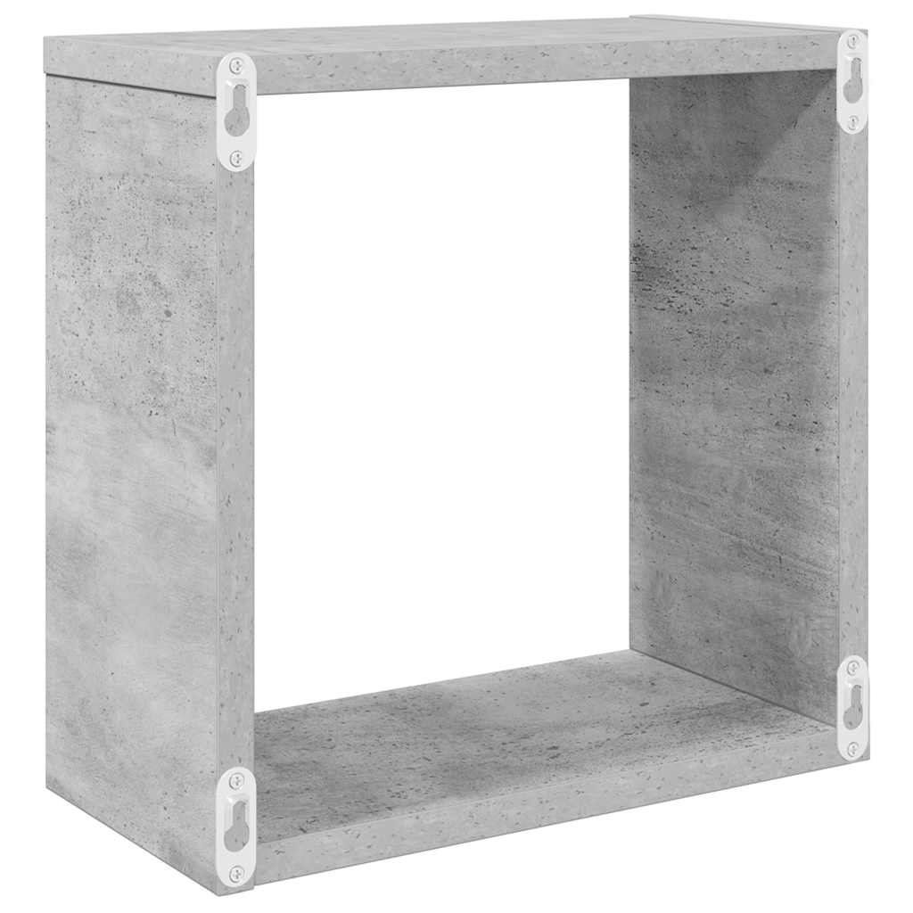 Kockaste zidne police 2 kom siva boja betona 30 x 15 x 30 cm