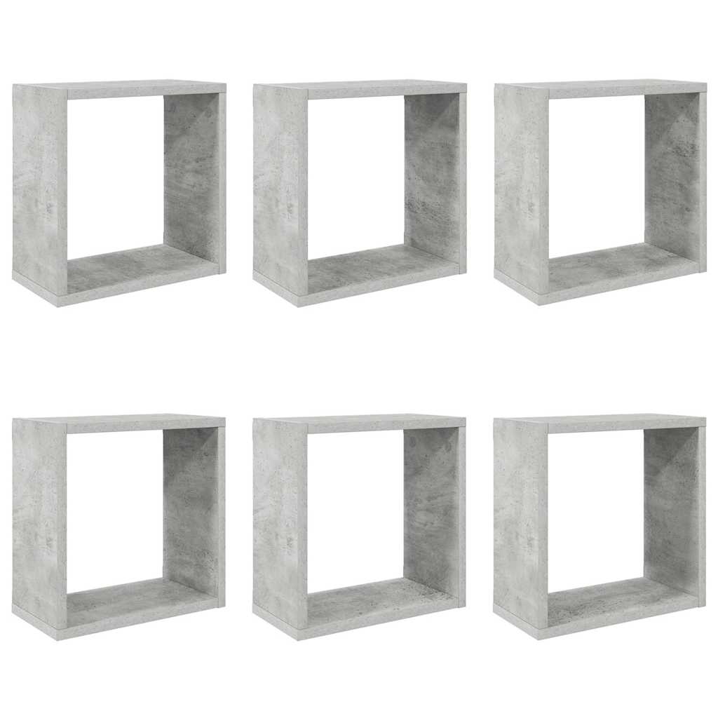 Kockaste zidne police 6 kom siva boja betona 30 x 15 x 30 cm