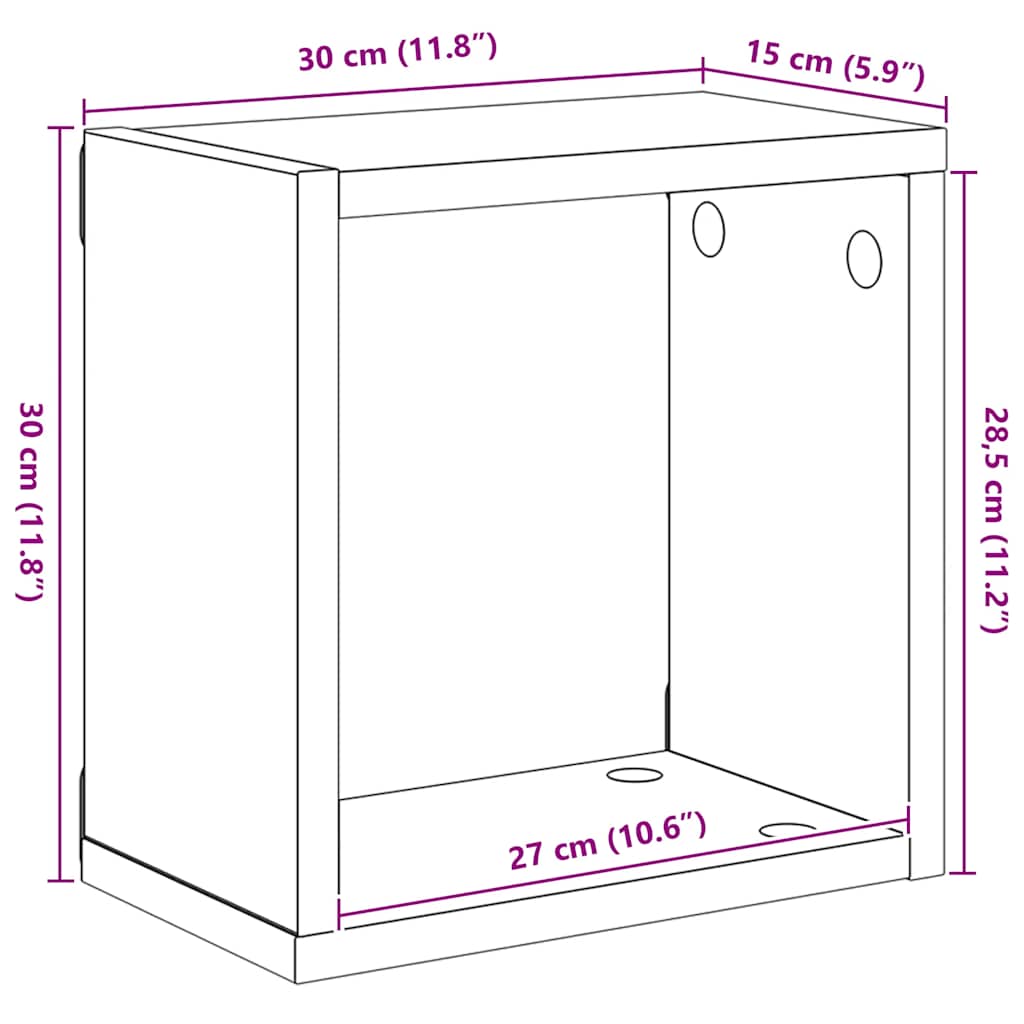 Kockaste zidne police 6 kom siva boja betona 30 x 15 x 30 cm