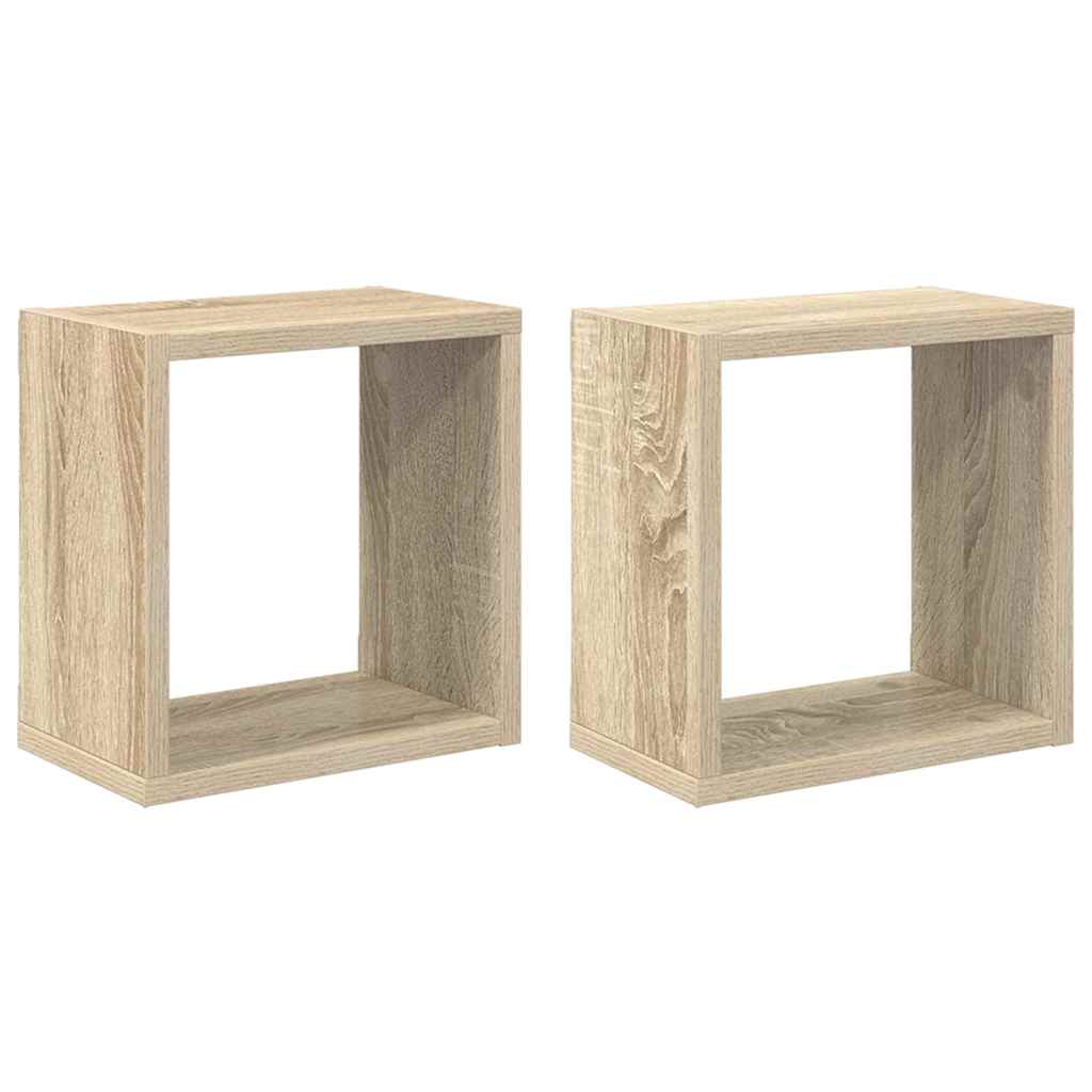 Kockaste zidne police 2 kom boja hrasta sonome 26 x 15 x 26 cm