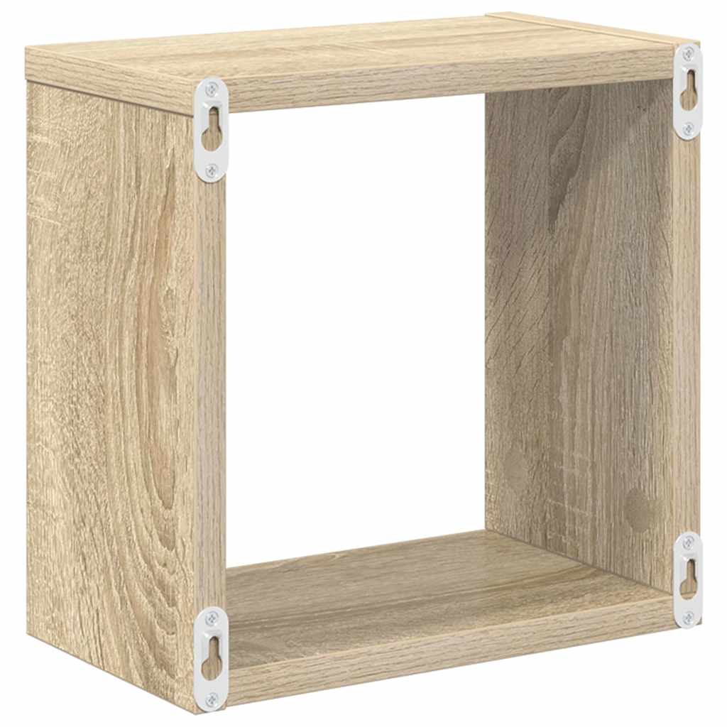 Kockaste zidne police 2 kom boja hrasta sonome 26 x 15 x 26 cm