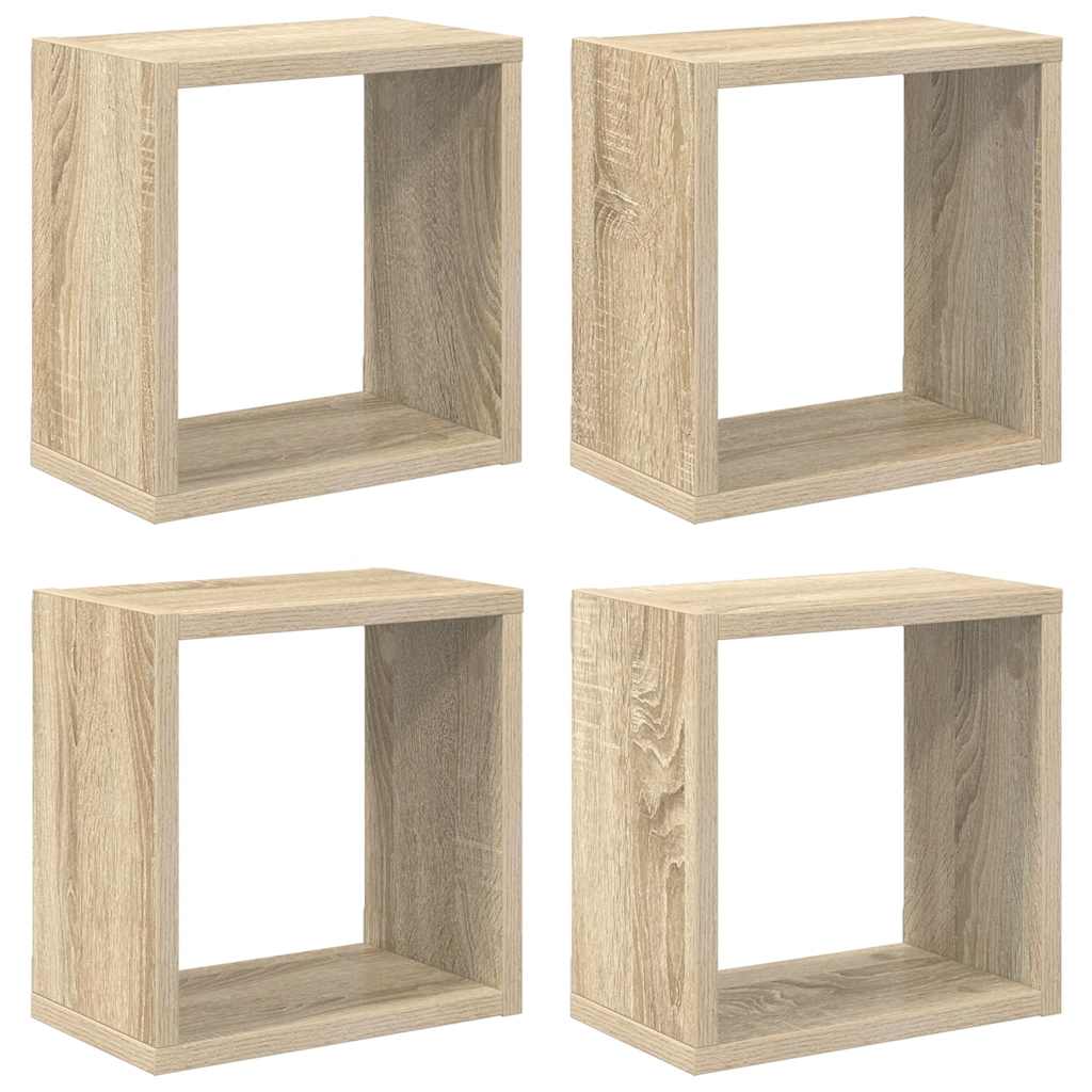 Kockaste zidne police 4 kom boja hrasta sonome 26 x 15 x 26 cm