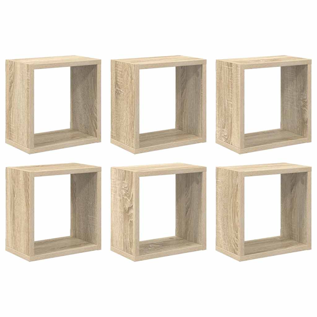 Kockaste zidne police 6 kom boja hrasta sonome 26 x 15 x 26 cm