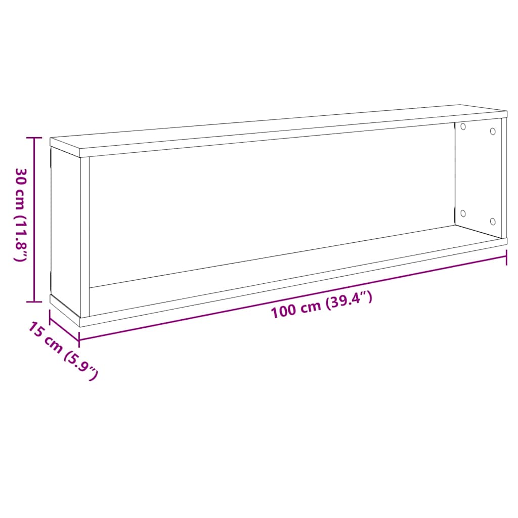 Kockaste zidne police 4 kom bijele 100 x 15 x 30 cm drvene