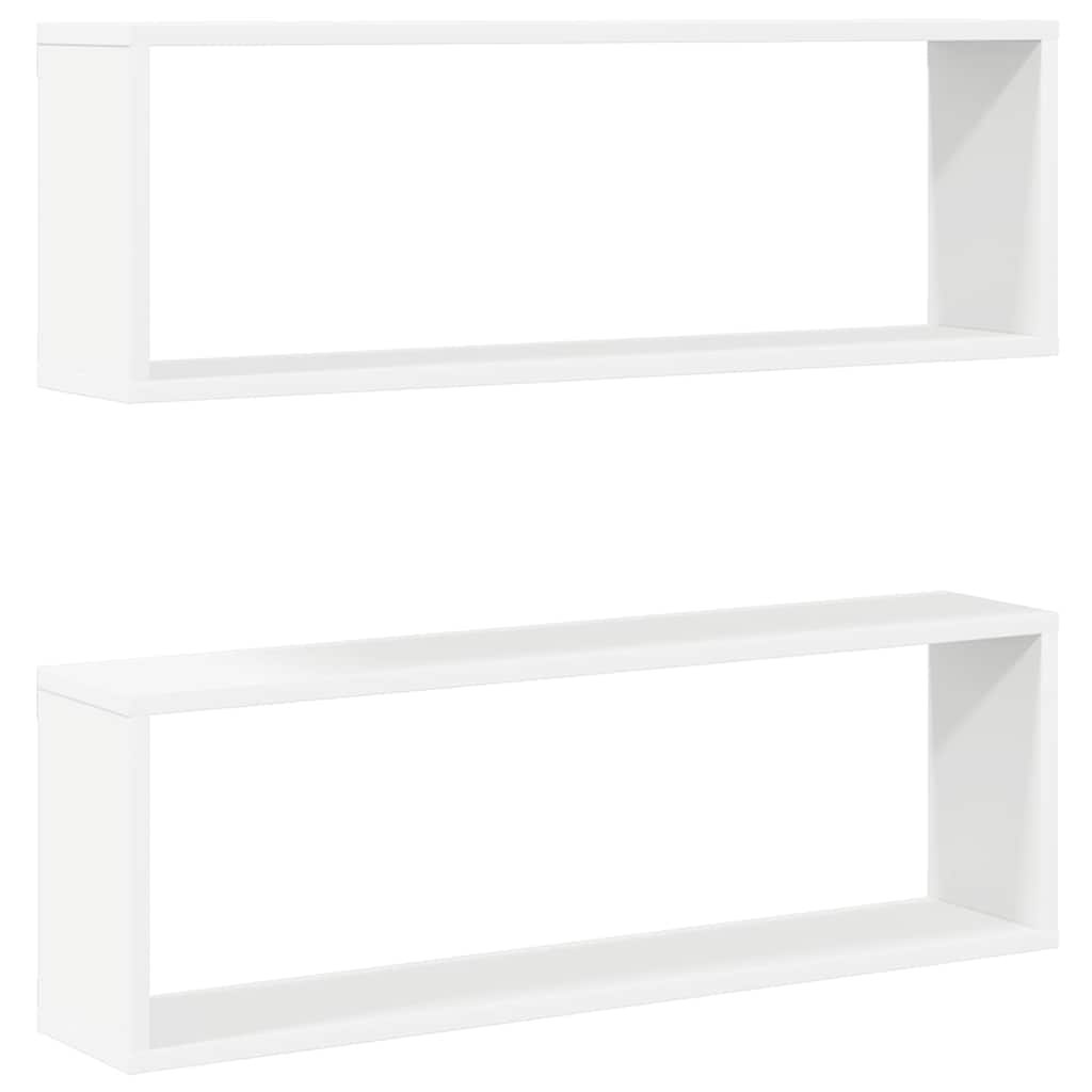 Kockaste zidne police 2 kom bijele 80 x 15 x 26,5 cm drvene