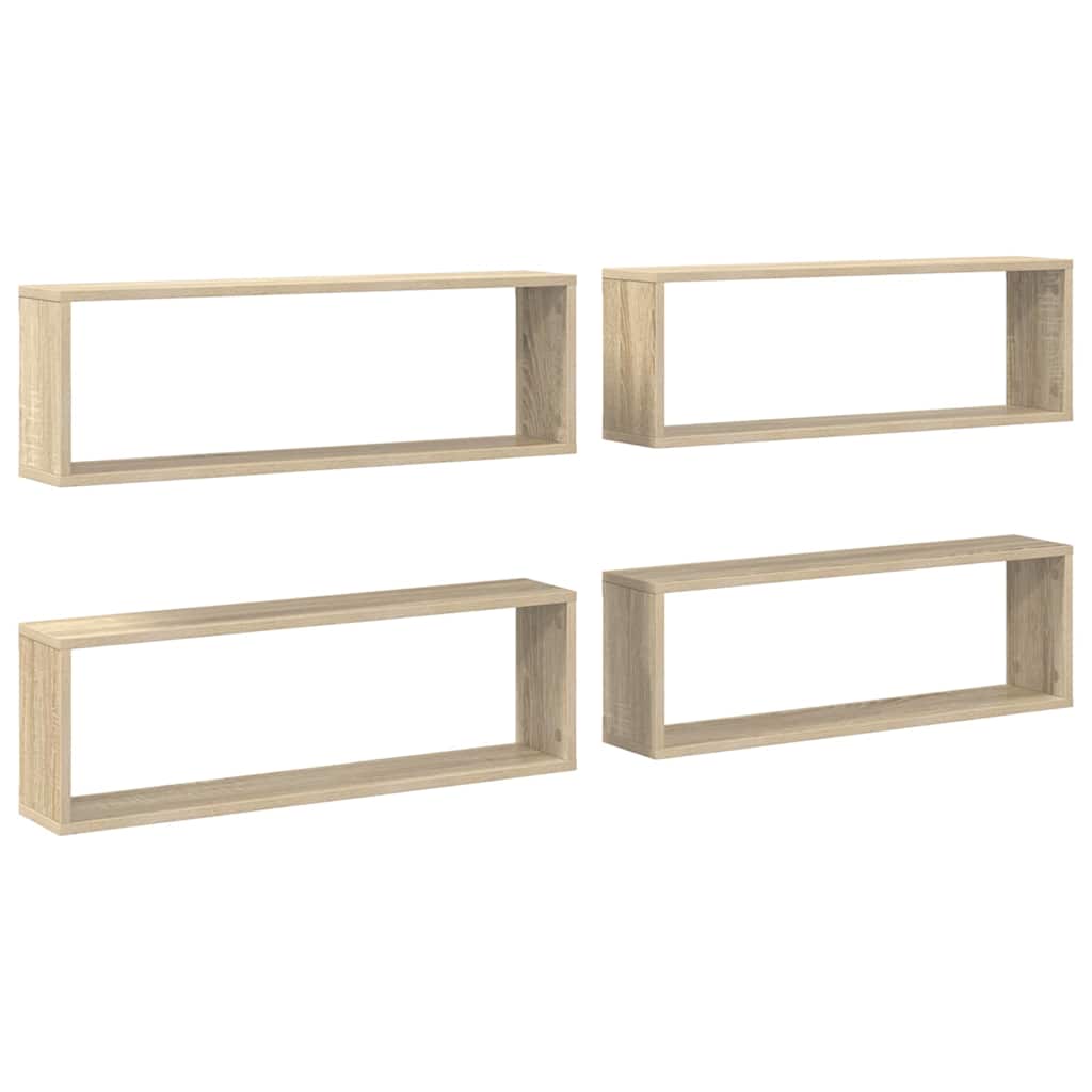 Kockaste zidne police 4 kom boja hrasta 80x15x26,5 cm drvene