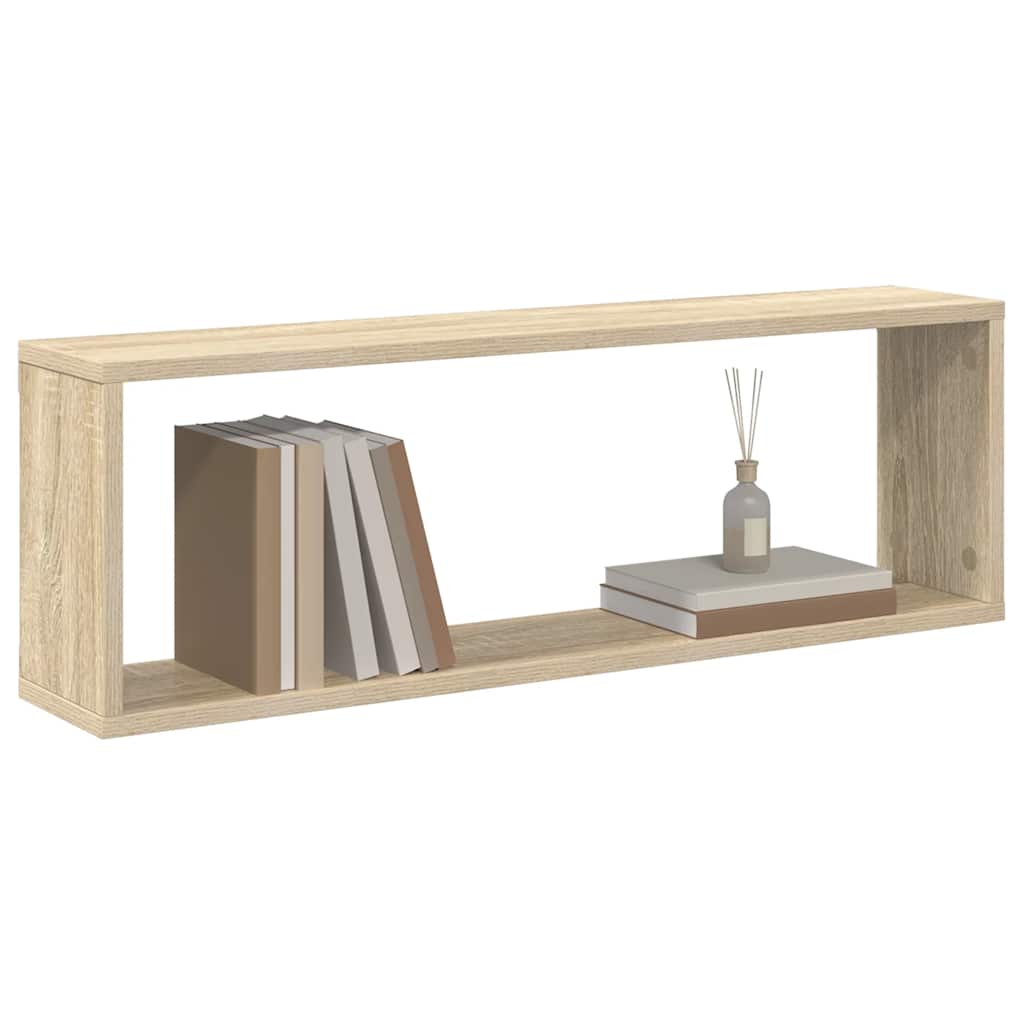 Kockaste zidne police 4 kom boja hrasta 80x15x26,5 cm drvene