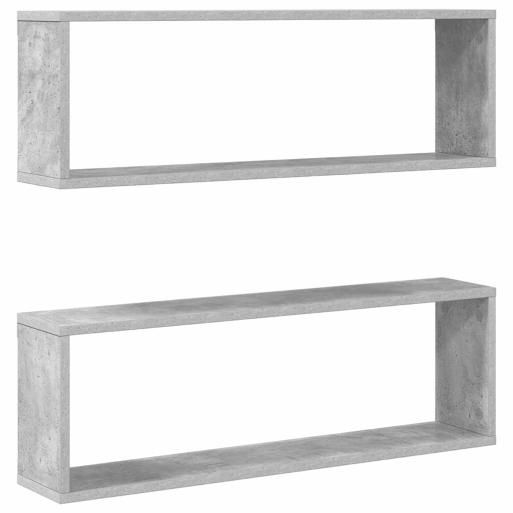 Kockaste zidne police 2 kom boja betona 80x15x26,5 cm drvene