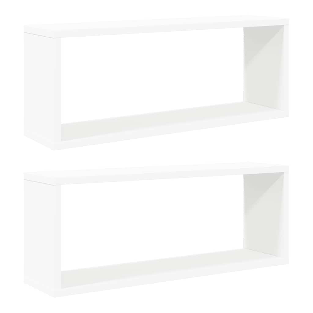Kockaste zidne police 2 kom bijele 60 x 15 x 23 cm drvene