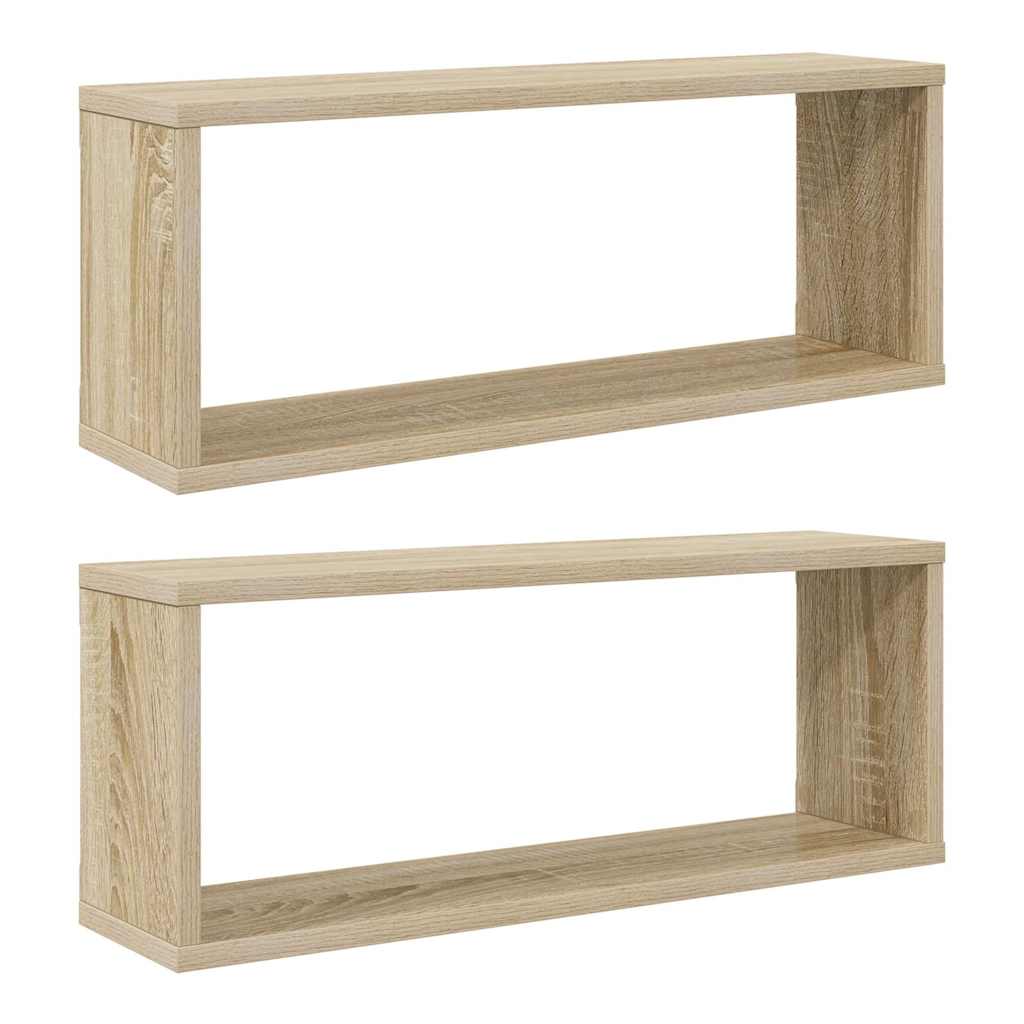 Kockaste zidne police 2 kom boja hrasta 60 x 15 x 23 cm drvene