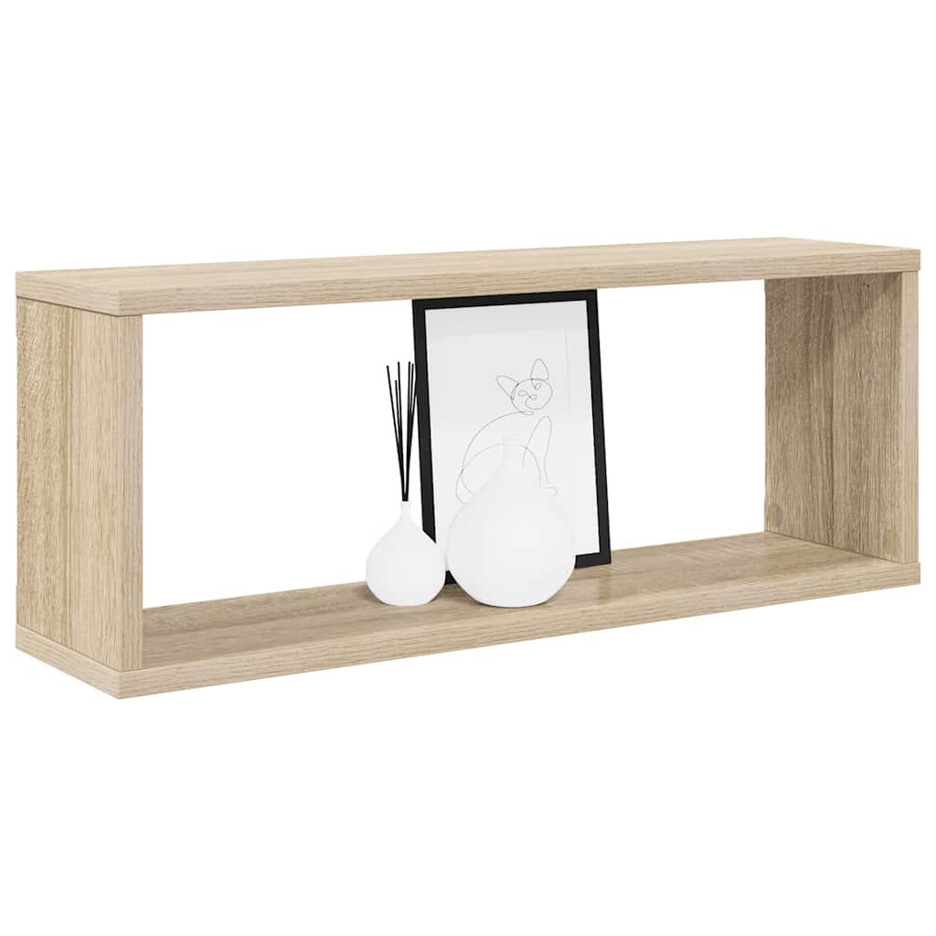 Kockaste zidne police 2 kom boja hrasta 60 x 15 x 23 cm drvene
