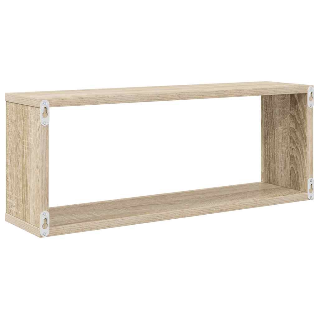 Kockaste zidne police 2 kom boja hrasta 60 x 15 x 23 cm drvene