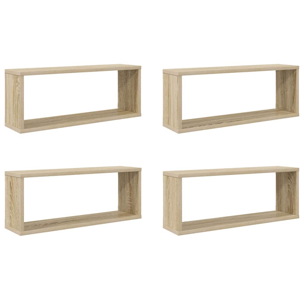 Kockaste zidne police 4 kom boja hrasta 60 x 15 x 23 cm drvene