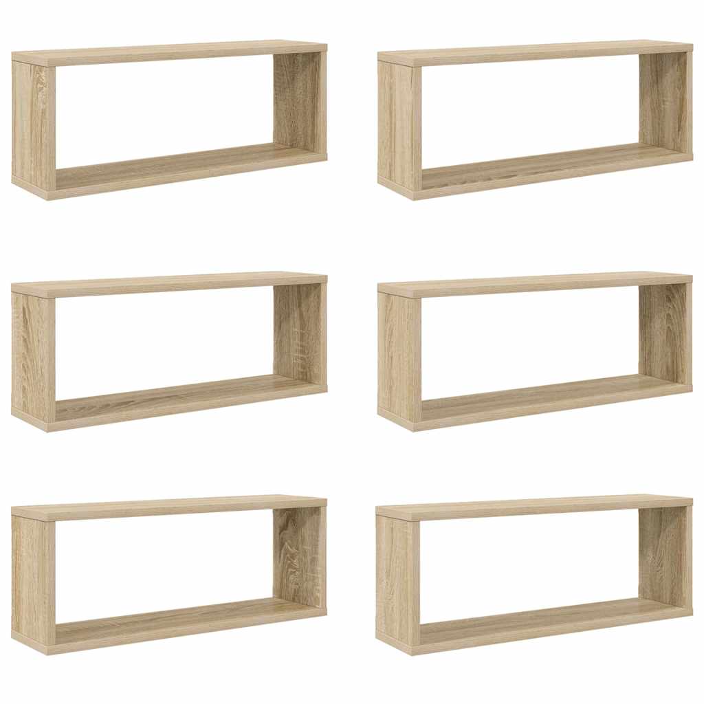 Kockaste zidne police 6 kom boja hrasta 60 x 15 x 23 cm drvene