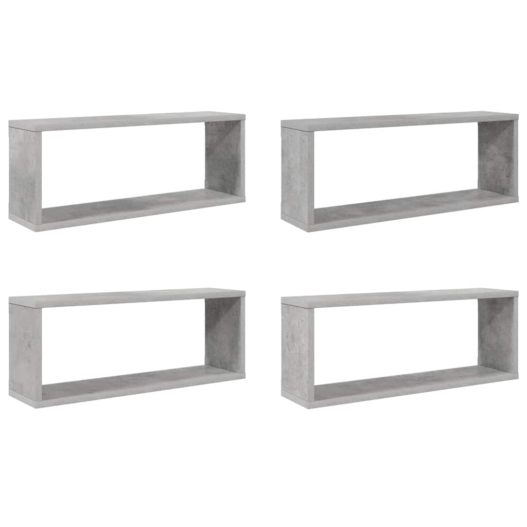 Kockaste zidne police 4 kom boja betona 60 x 15 x 23 cm drvene