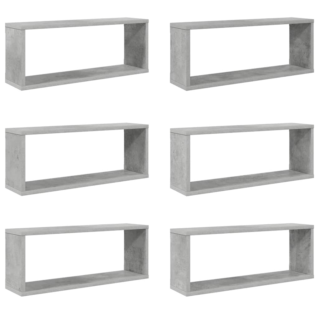 Kockaste zidne police 6 kom boja betona 60 x 15 x 23 cm drvene