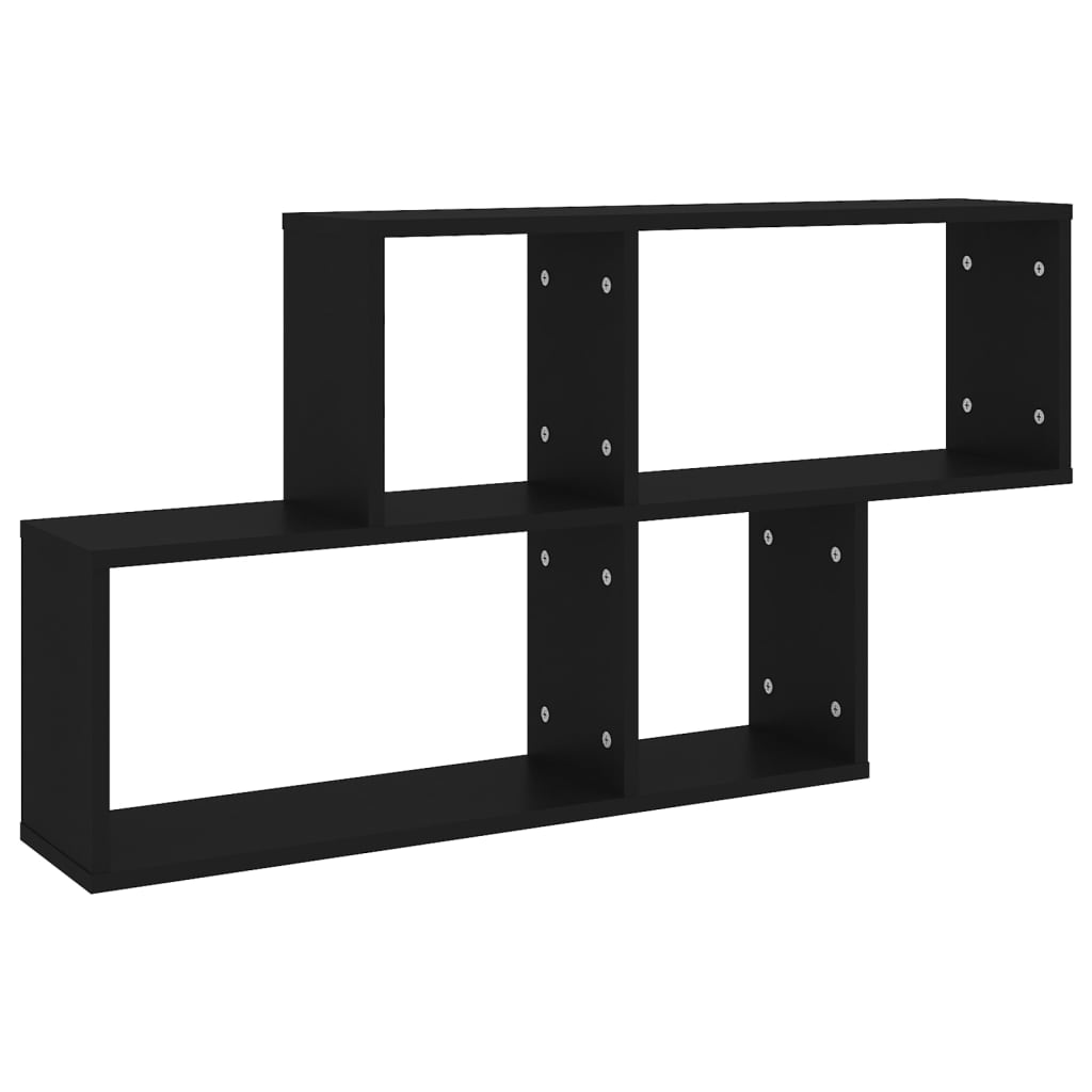 Zidna polica crna 100 x 18 x 53 cm konstruirano drvo