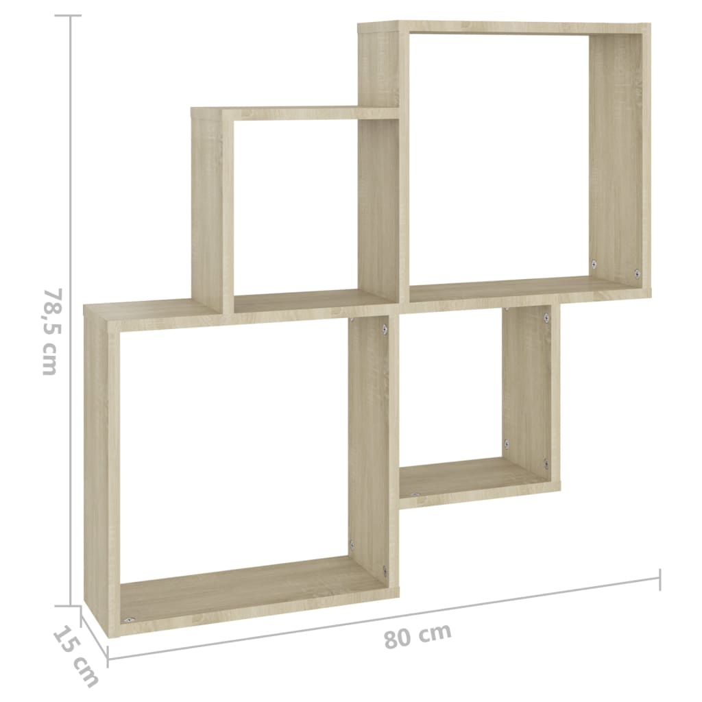 Kockaste zidne police boja hrasta sonome 80x15x78,5 cm drvene