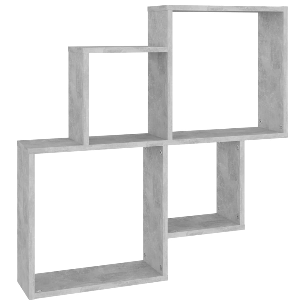 Kockaste zidne police siva boja betona 80 x 15 x 78,5 cm drvene
