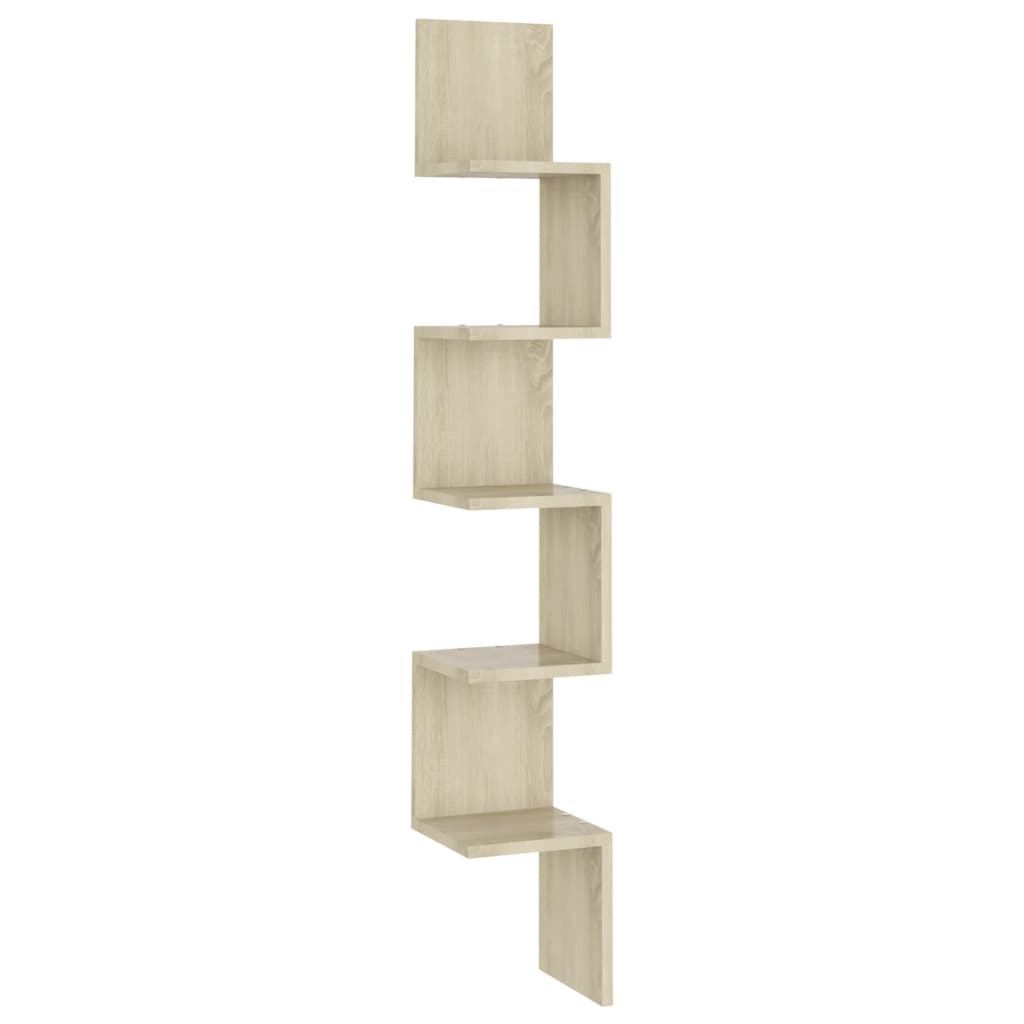 Zidne kutne police boja hrasta sonome 20 x 20 x 127,5 cm drvene