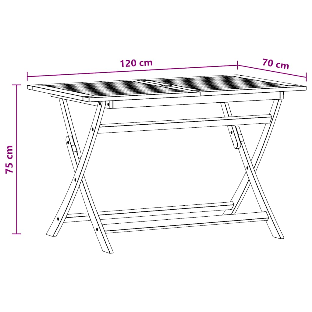 Sklopivi vrtni stol 120 x 70 x 75 cm masivno drvo eukaliptusa