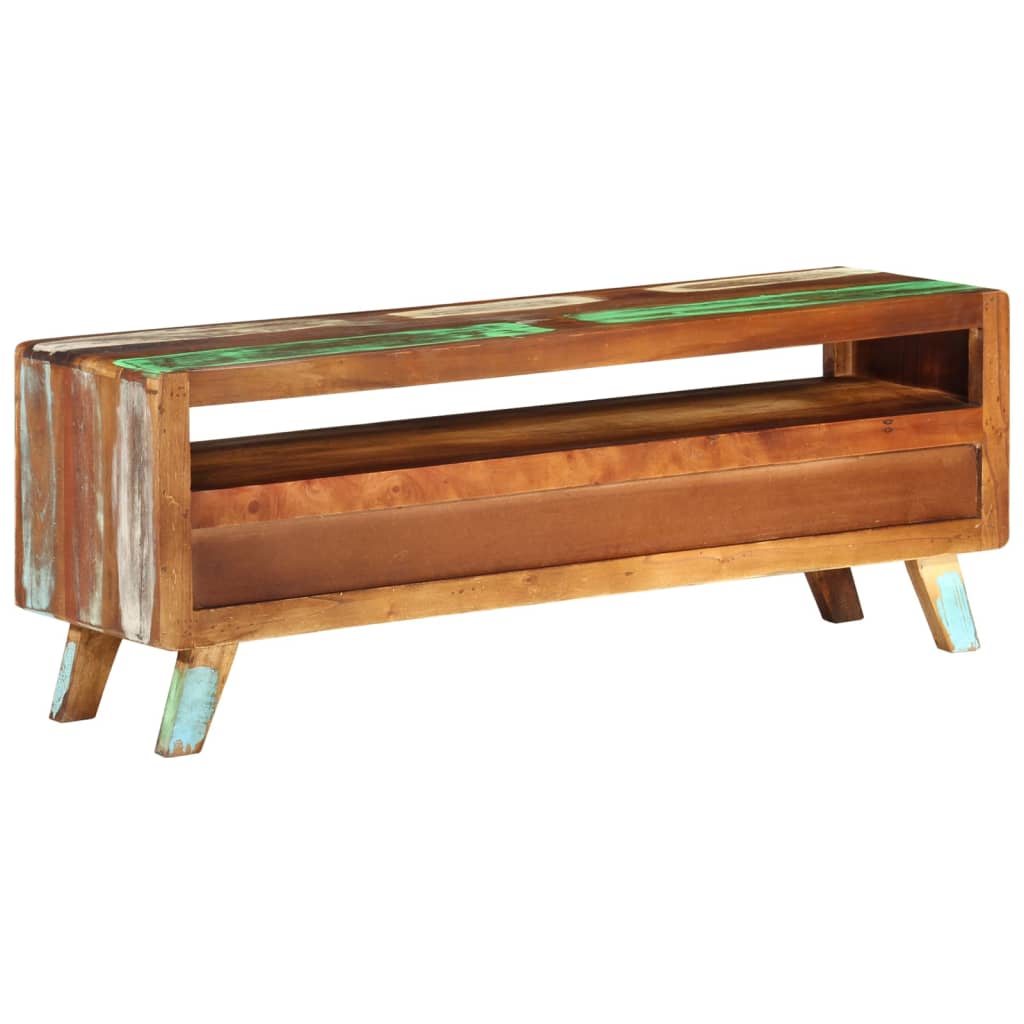 TV ormarić raznobojni 110x30x40 cm od masivnog obnovljenog drva