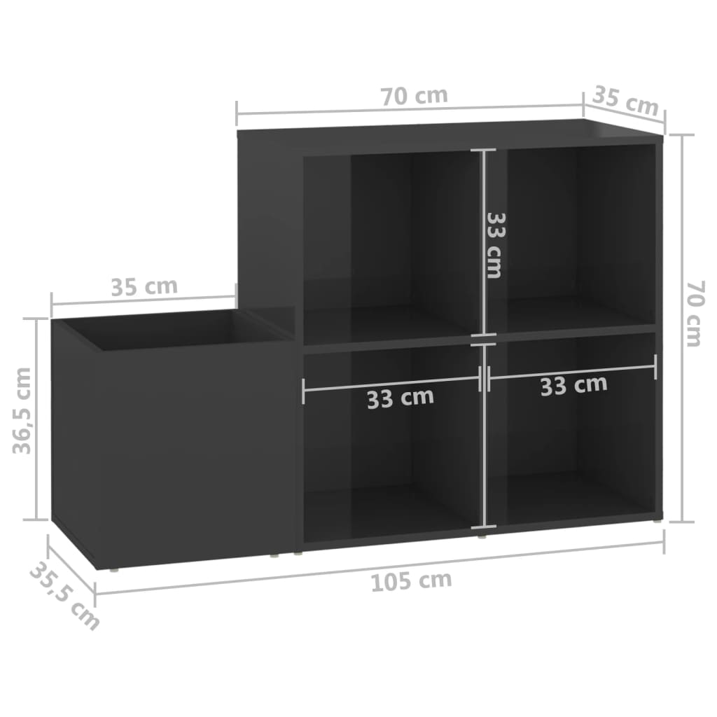 Ormarić za cipele sjajni sivi 105x35,5x70 cm konstruirano drvo