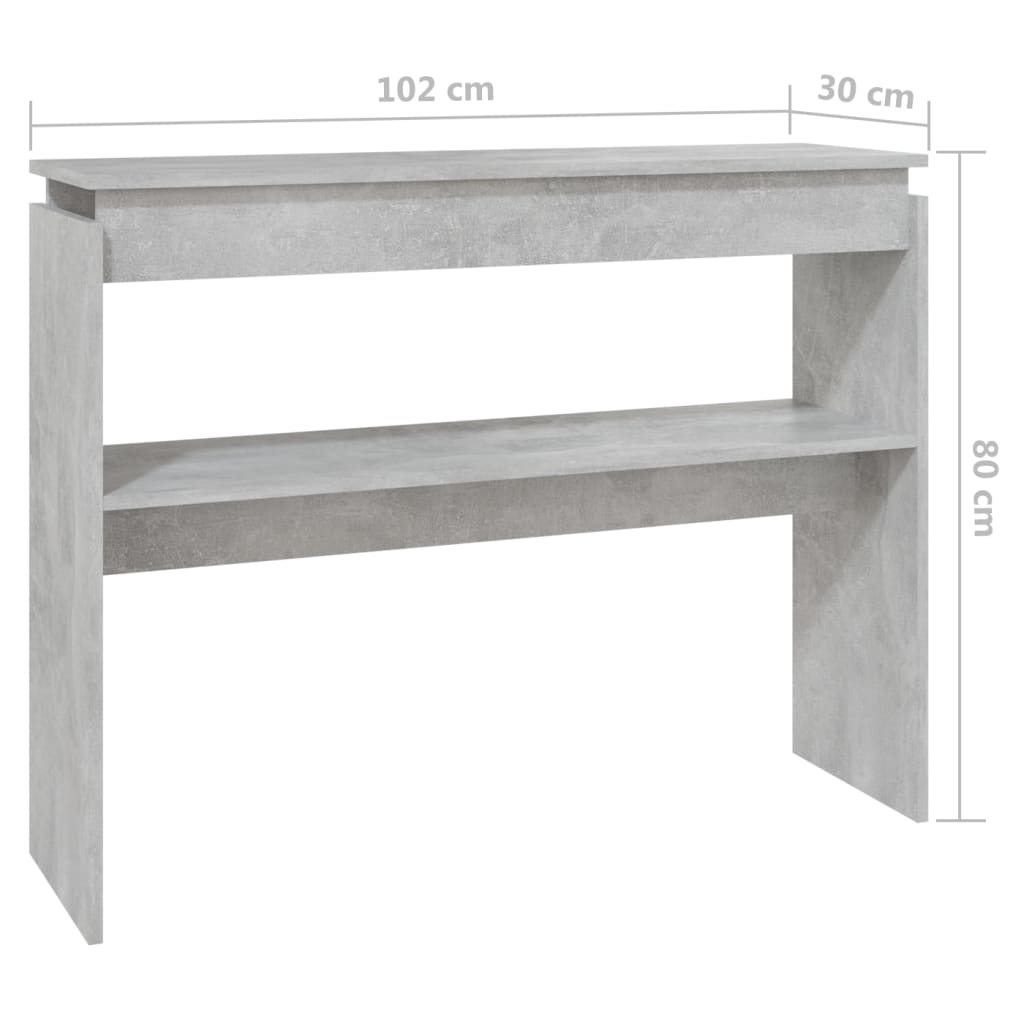 Konzolni stol boja betona 102 x 30 x 80 cm konstruirano drvo