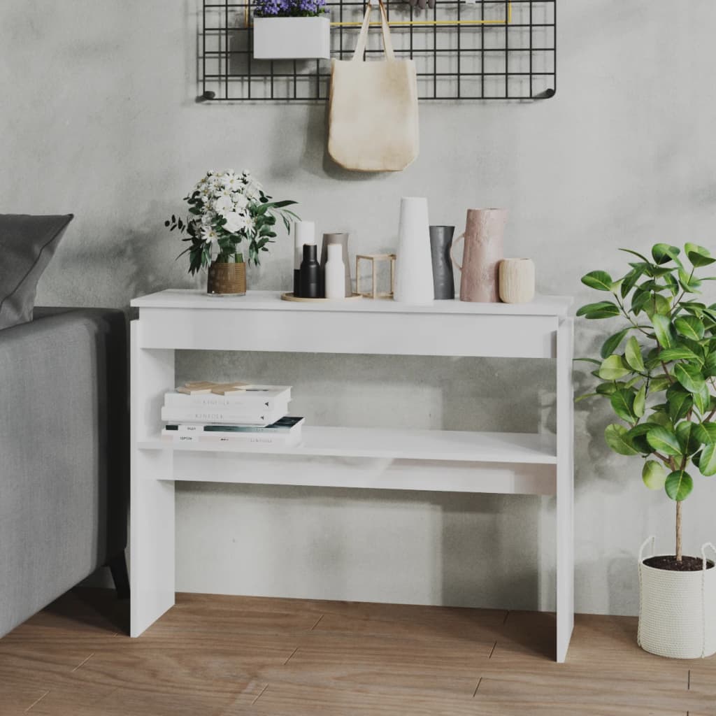 Konzolni stol visoki sjaj bijeli 102x30x80 cm konstruirano drvo