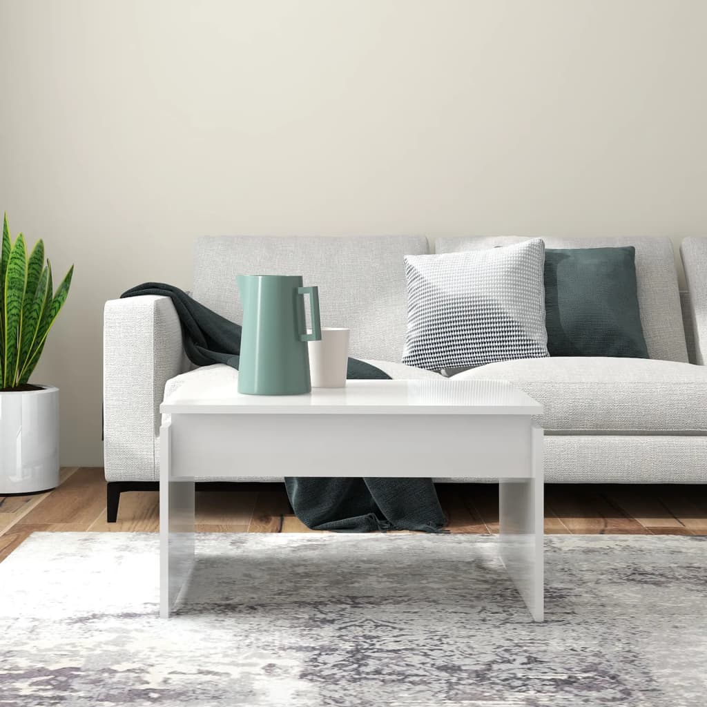Stolić za kavu visoki sjaj bijeli 68x50x38 cm konstruirano drvo