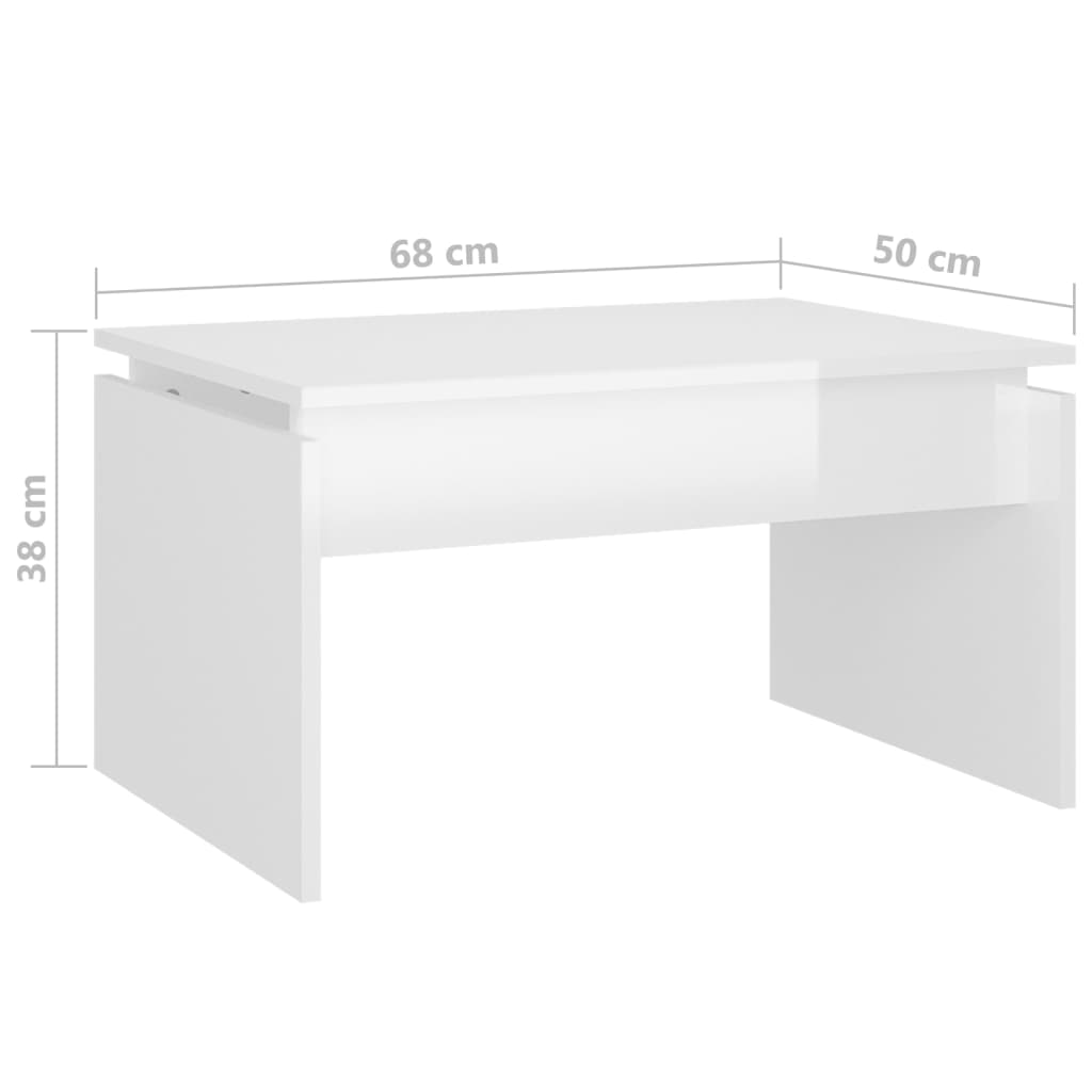 Stolić za kavu visoki sjaj bijeli 68x50x38 cm konstruirano drvo
