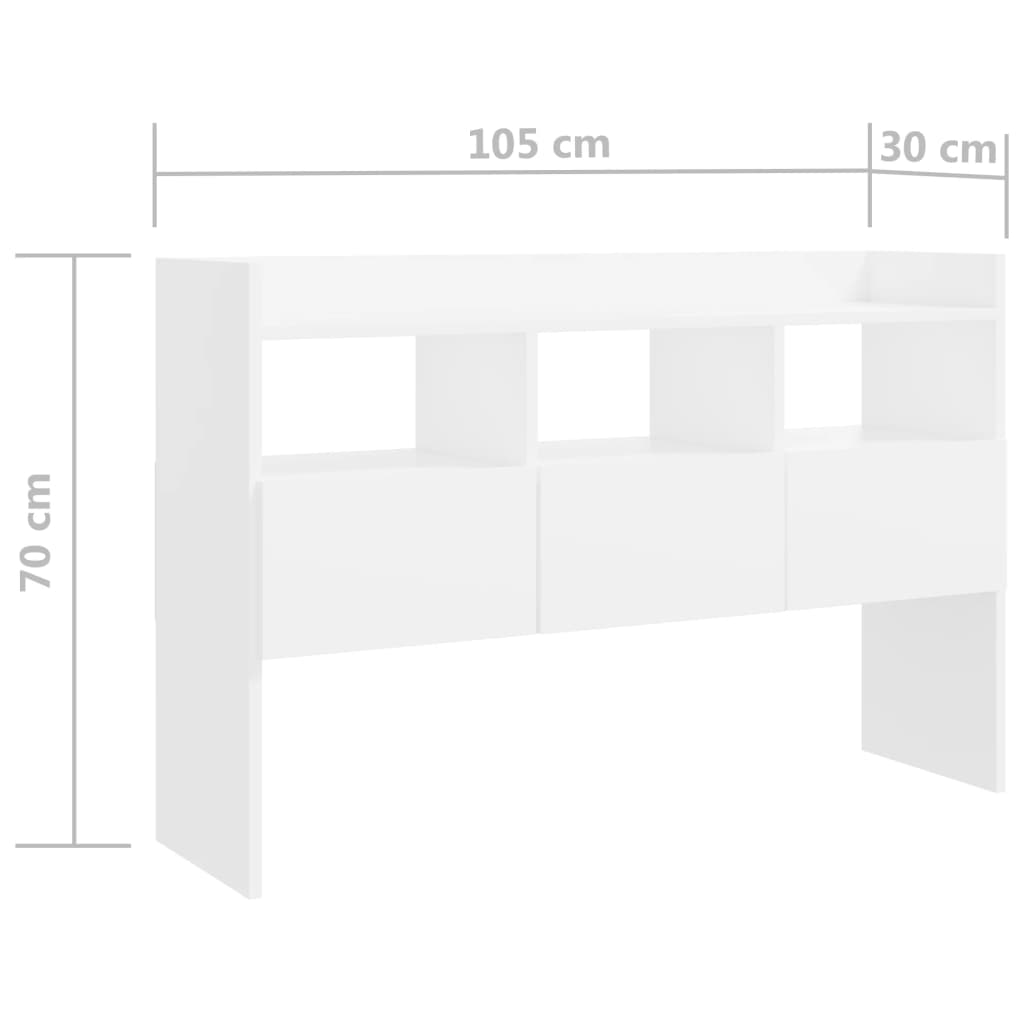 Komoda bijela 105 x 30 x 70 cm od konstruiranog drva