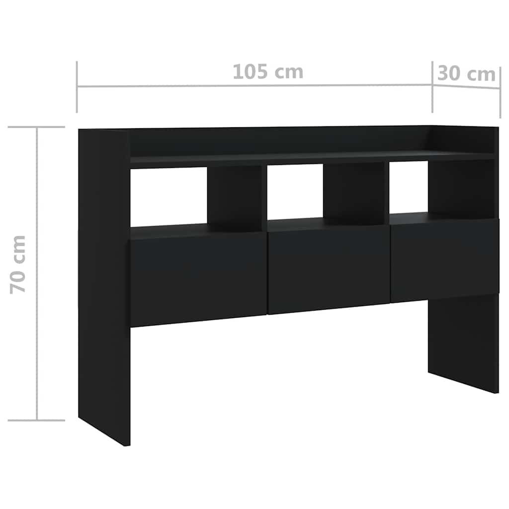Komoda crna 105 x 30 x 70 cm od konstruiranog drva